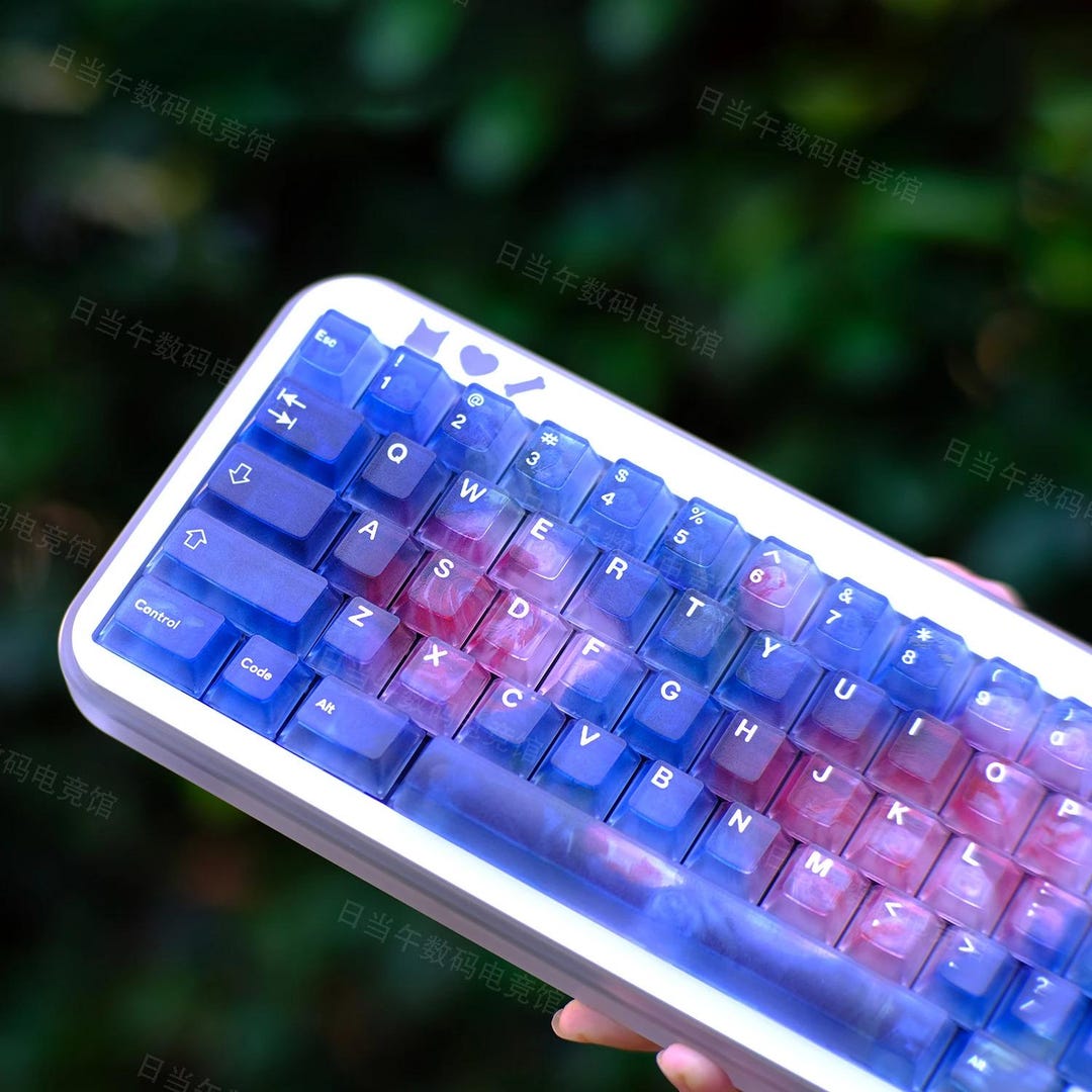 Matte Clear Rounded Keys Rose Theme Transparent Keycap Set 122 Keys Cherry Profile Matte Pink ...