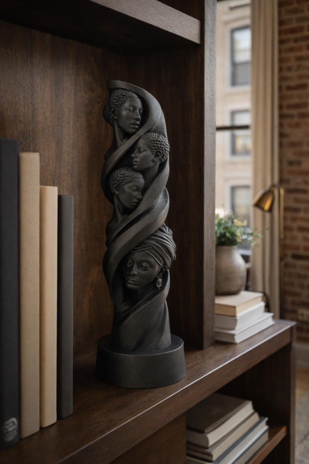 Ancestral Column No. 01 – Modern African Sculptural Art, Matte Charcoal ...