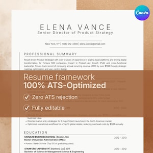 ATS-Optimierte Lebenslaufvorlage | AI Kompatibler Lebenslauf, Anschreiben & Strategieleitfaden (Canva) (pdf Download)