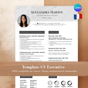 Modèle de CV français minimaliste moderne pour Canvas | CV Consultant Exécutif