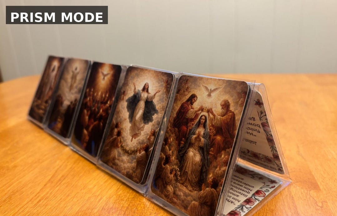 Catholic Rosary Meditation Visual Aid – Foldable Mystery Display (Rosary Prism)