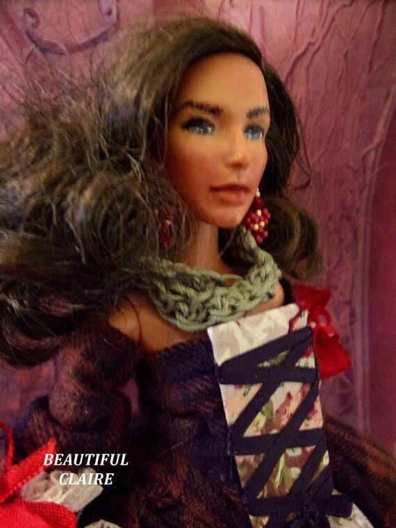 Outlander Claire Doll Witch Portrait Repaint Barbie Scottish Inspired Etsy