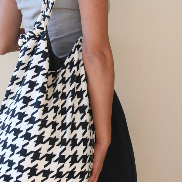 Houndstooth Jersey Hobo Bag