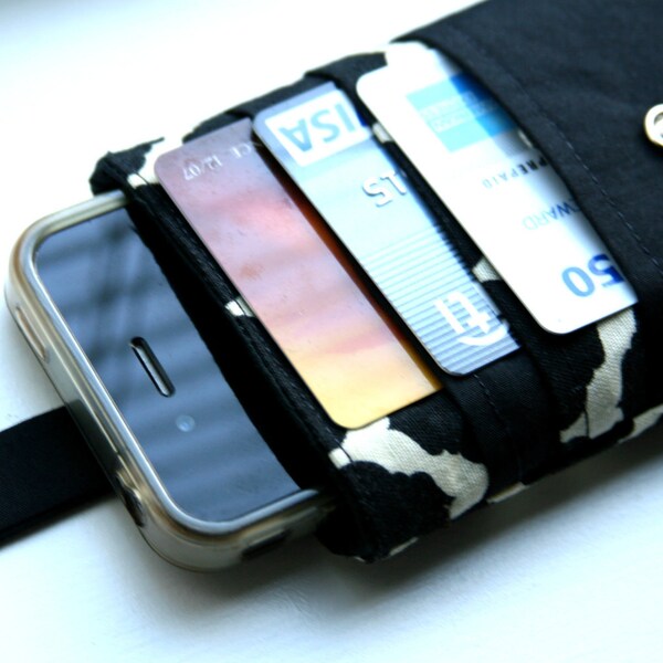 iPhone wallet / iPhone case / iPhone sleeve / iPhone 4s / iPhone 5s / iPhone 5c - Black and White Geo