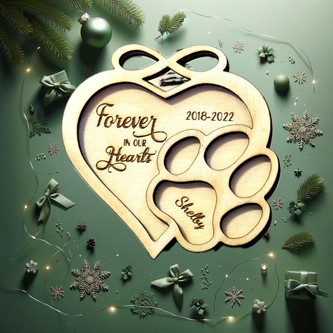 Forever in Our Hearts Pet Memorial Christmas Ornament Personalized Dog ...