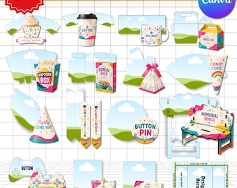 80+ Party Favor Bundle Canva Editable, Party Template Bundle, Chip Bag Wrapper, Capri Sun Label, Candy Box, Popcorn Box, Printable