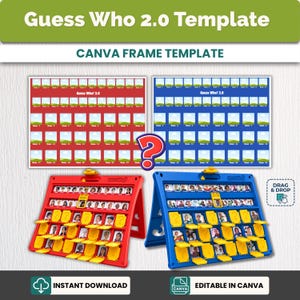 Guess Who Template, Custom Guess Who 2.0, Personalized Guess Who Game, Guess Who Cards, Guess Who Printable, Board Game Template Canva