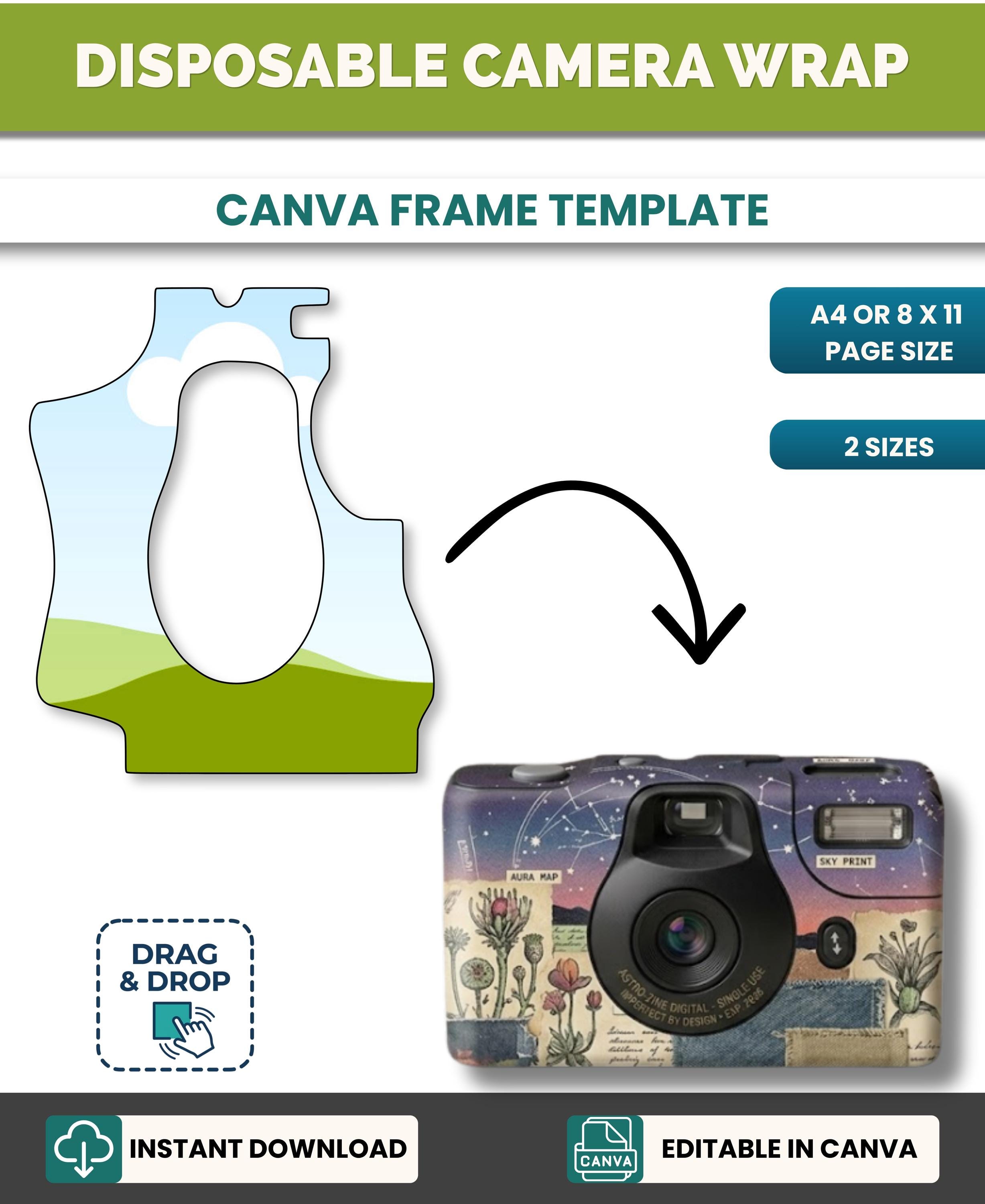 Disposable Camera Wrap Template Canva, Editable Disposable Camera ...