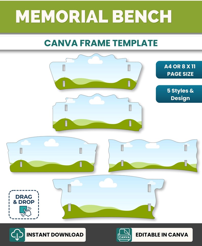 Memorial Bench Template Canva, Editable Memorial Bench Design ...