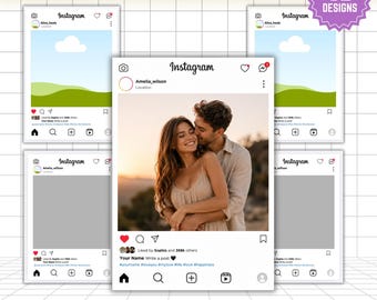 Instagram Frame Template Canva Editable, Instagram Photo Booth Frame Bundle, Social Media Frame Template, Party Selfie Frame