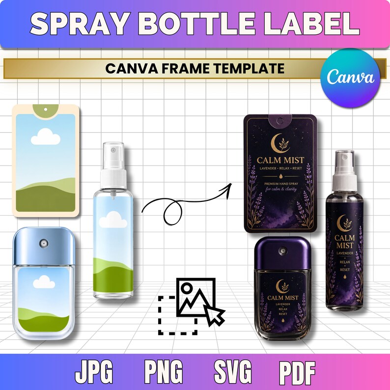 Pray Label Printable Spray Bottle Label Template Canva Editable, Cleaning Bottle Label ...