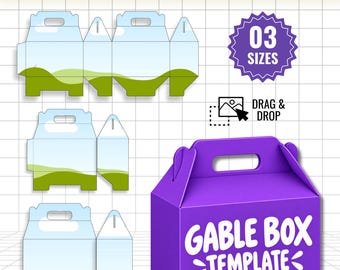 Gable Box Template, Editable Gable Box Canva, Printable Box With Handle, Party Favor Treat Box Design, Wedding Welcome Box Idea