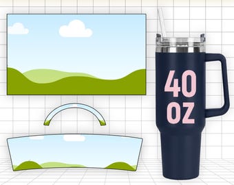 40oz Tumbler Wrap Template, 40oz Tumbler Sublimation Canva Editable, Blank Full Coverage Wrap, Tumbler With Handle Design, 40 Oz Svg Png