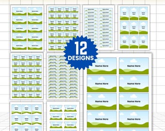 Name Label Canva Template, 12 Editable Designs, Printable Name Tags and Stickers, Kids School Labels, Drag and Drop Personalized