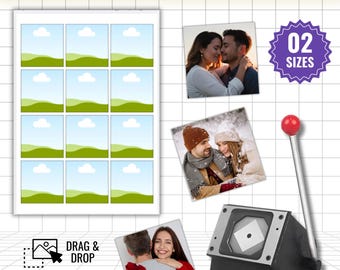 冷蔵庫用マグネットテンプレート Canva、2x2 スクエアマグネットテンプレート、2.5x2.5 写真マグネットテンプレート、マグネットメーカーテンプレート、編集可能なマグネット SVG