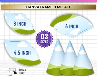 Party Hat Template Canva, Party Cone Hat Template, Birthday Hat Template, Printable Party Hat, Party Favor Template, DIY Kids Party Hat