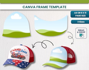 Trucker Hat Template Canva, Editable Trucker Hat PNG, Hat Brim Sublimation Template, Mesh Cap Design Template, Printable Trucker Cap Wrap