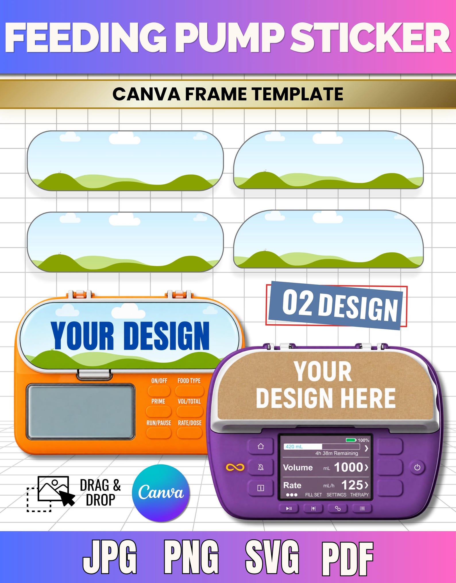 Property Label Sample Feeding Pump Sticker Template, Editable Canva Decal, Fits Infinity Pump ...