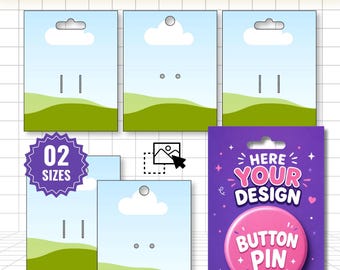 Button Pin Display Card Template Canva, Editable Pin Card Holder, Button Pin Backer Card, Printable Pin Packaging, Fill Your Own