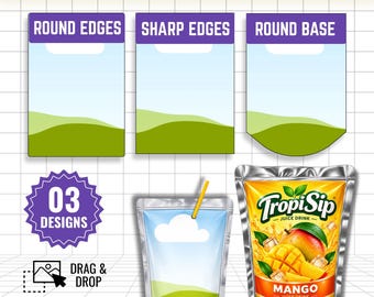 Capri Sun Template Canva, Juice Pouch Label Template, Caprisun Label Template, Blank Capri Sun Wrapper, Editable Juice Pouch Label