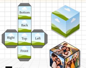 Photo Cube Template, Editable 3D Photo Cube Canva, Photo Cube Box Template Svg, Printable Photo Keepsake Box, Memory Box Canva