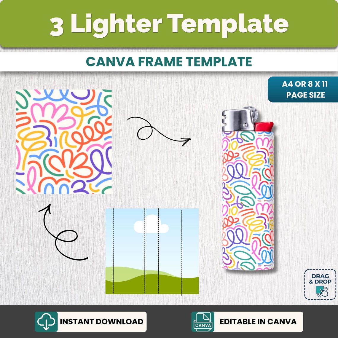 Lighter Label Template Canva Editable, Custom Lighter Wrap Template ...