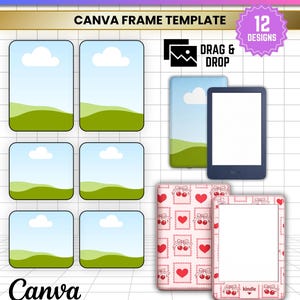 Paquete de plantillas para insertar en Kindle (editables en Canva), plantilla de marco para insertar en Kindle, inserto personalizado para la cubierta de Kindle, diseño de inserto para la funda de Kindle.