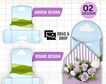 Flower Envelope Template Canva Editable, Flower Envelope Box SVG, Printable Flower Bouquet Envelope, Gift Packaging Template, Drag and Drop