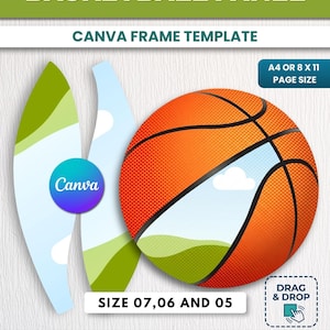 Basketball Panel Template Canva, Editable Basketball Panel Design, Size 5 6 7 Basketball Template, Printable Sports Ball Panel Template