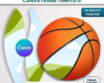 Basketball-Panel-Vorlage für Canva, bearbeitbares Basketball-Panel-Design, Basketball-Vorlage in den Größen 5, 6 und 7, druckbare Sportball-Panel-Vorlage