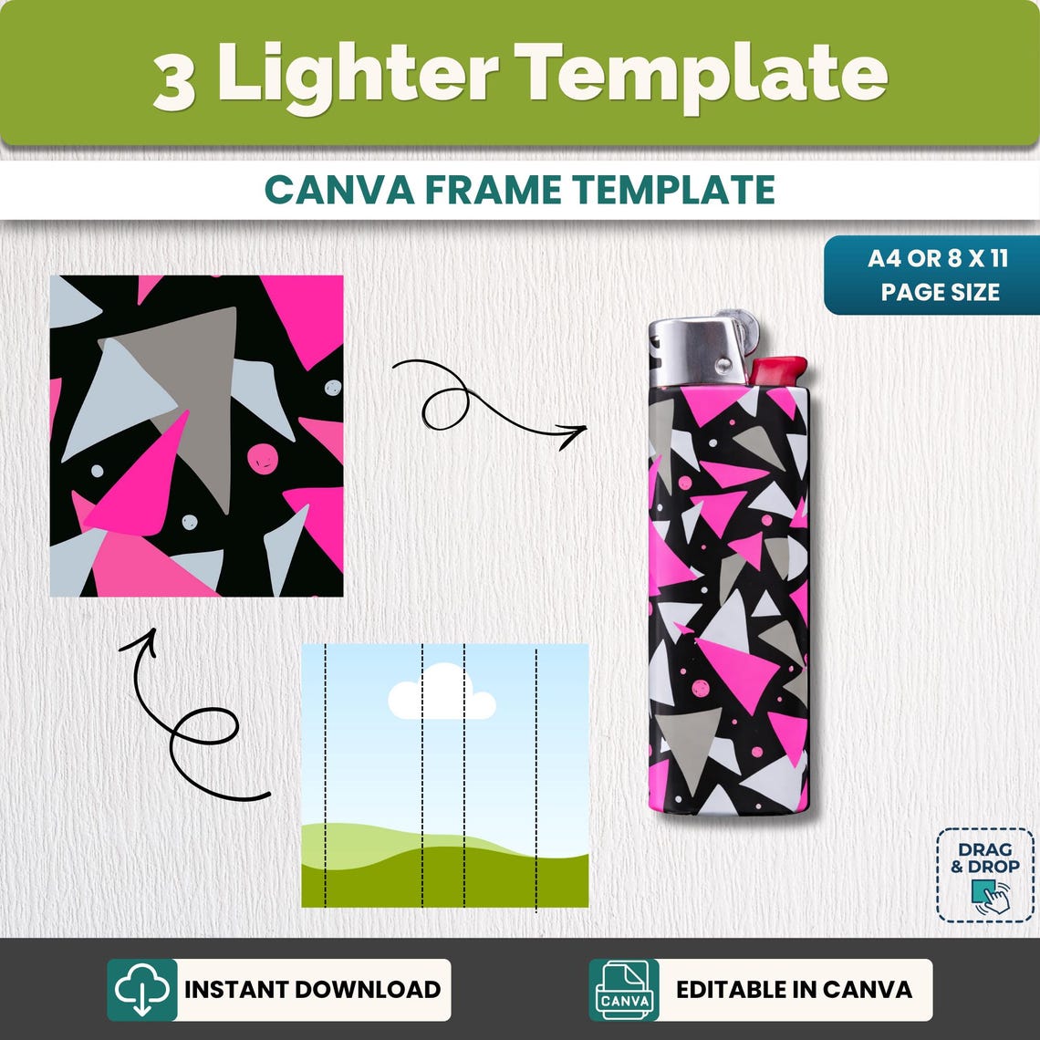 Lighter Label Template Canva Editable, Custom Lighter Wrap Template ...