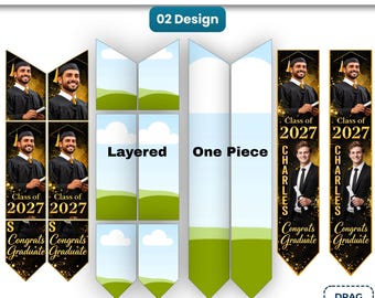 Graduation Stole Template, Blank Stole Template Canva, 3 Sizes 50 60 72 Inch Png, Graduation Sash Template 2027, Memorial Stole Canva