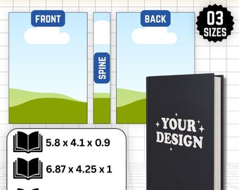 Custom Book Cover Template, Editable Canva Svg Png, 3 Sizes Paperback KDP Design, Diy Front Spine Back Cover Drag and Drop