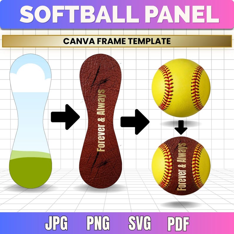 Softball Lessons Frame Softball Panel Template Canva Editable, Softball Seam Wrap Template ...