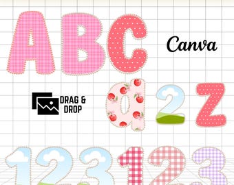 Pearl Alphabet Canva Template, Editable Letter & Number Bundle, Drag and Drop Canva Frames Font, Custom Name Template, PNG SVG Alphabet Set