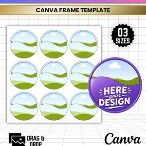 Curved Pin Template, Editable Canva Pin Frame 3 Sizes, SVG PNG Pin Back Button Design, Birthday Party Pin Badge, DIY Drag Drop Printable