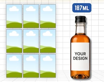Custom Wine Label Template, 187ml Mini Wine Bottle Labels Canva Editable, Printable Birthday Party Favor, DIY Wine Sticker, Mini Wine Tag