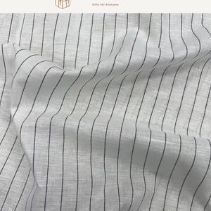 Cotton Linen Stripe Fabric, Lightweight Fabric By the Yard for Apparel, 55" Wide, 105 GSM image 5