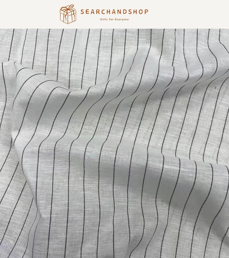 Cotton Linen Stripe Fabric, Lightweight Fabric By the Yard for Apparel, 55" Wide, 105 GSM image 5