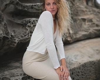 Amalfi Cardigan Natural White | Cropped Cotton Cardigan | Sheer Lightweight Layering Top | Handmade Boho Cover Up | Resort Earth Wear