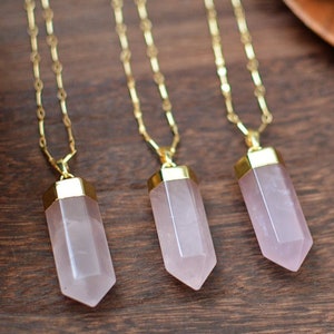 Large Rose Quartz Point Pendant Necklace image 4