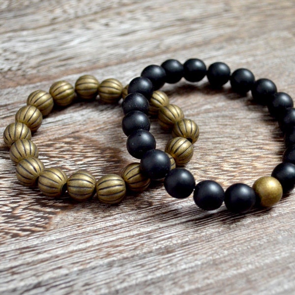 Men's Bracelet Black and Brass