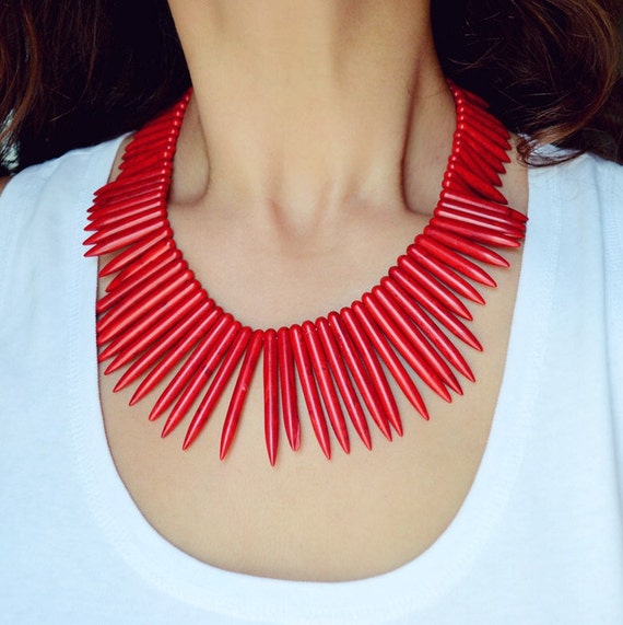Items similar to Red Spike Necklace on Etsy