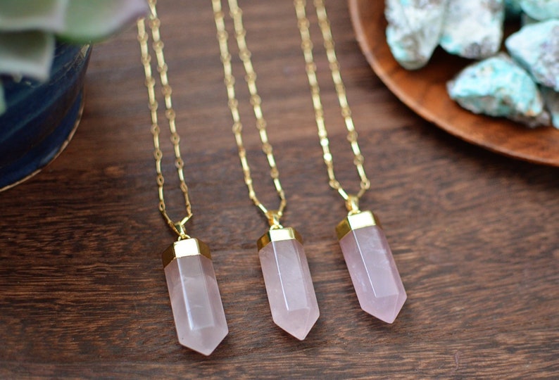 Large Rose Quartz Point Pendant Necklace image 4