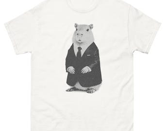 Camiseta con traje de Capybara, camiseta gráfica divertida y elegante de Capybara
