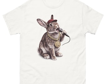 Camiseta de Rap Rabbit, camiseta gráfica divertida de conejito de hip hop