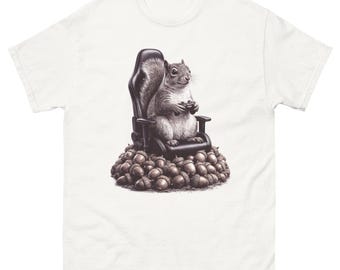 Camiseta de ardilla gamer, divertido animal gamer, camiseta con estampado de mando