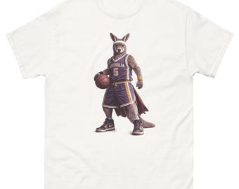 Basketball Kangaroo T-Shirt, Funny Roo Baller Sports Graphic Tee