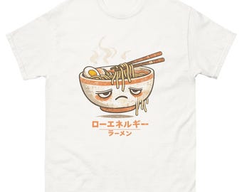 Camiseta de ramen japonés, diseño de fideos cansados, ropa retro para amantes de la comida.