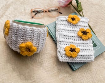 Set regalo all'uncinetto con custodia per Kindle e copritazza / Regalo fatto a mano per lettori